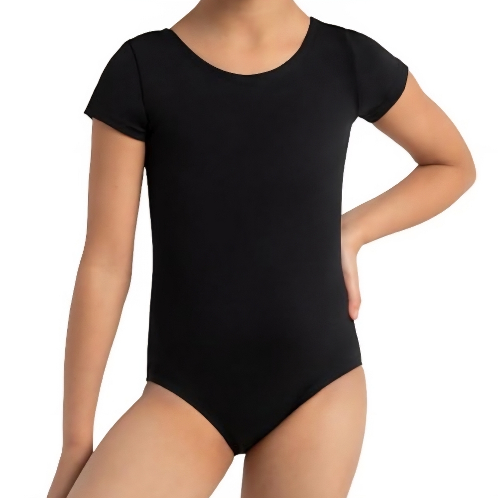 Capezio Girls Short Sleeve Black Leotard - Size Medium